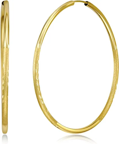 Miniatura 2 de Aretes de aro sin fin de oro amarillo de 14 quilates, 0.079 in de grosor, 8 tamaños diferentes disponibles