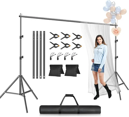 Miniatura 8 de Kit de soporte para telón de fondo EMART, marco ajustable de 8.5 x 10 pies para fotografía, soporte de fondo para pancarta de sesión de fotos