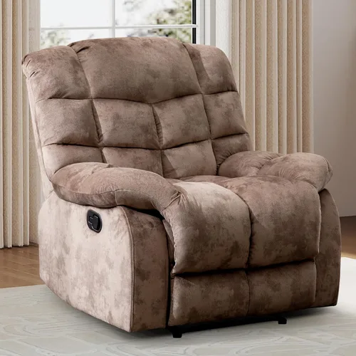 CANMOV Silla reclinable manual, sofá reclinable individual con respaldo y reposabrazos sobrerelleno para sala de estar, muebles de dormitorio, color