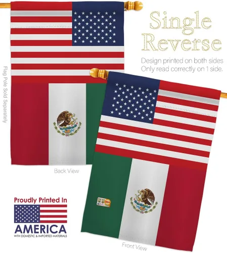 Miniatura 3 de Americana Home & Garden Bandera de la casa de la amistad de México, Estados Unidos, nación regional, internacional, país, área particular, pequeña