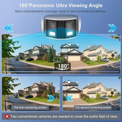 Miniatura 2 de Anpviz Cámara de seguridad PoE de doble lente 4K/8MP para exteriores, gran angular de 180 grados, cámara panorámica IP con cable de 180°