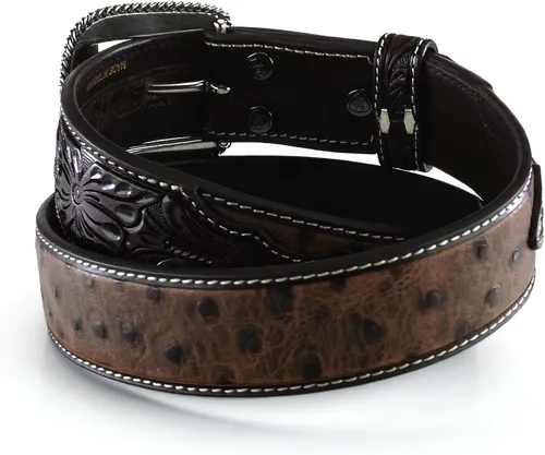 Miniatura 3 de ARIAT Cinturón de cuero con estampado de avestruz para hombre