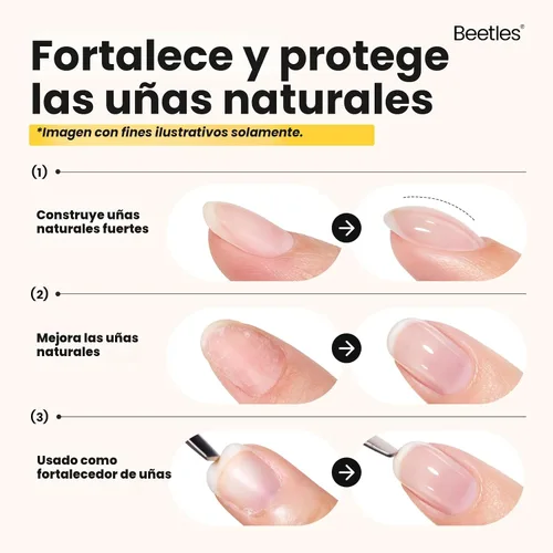 Miniatura 3 de Beetles Gel Constructor para Uñas, 3 Piezas de Gel Constructor de Uñas Transparente con Base y Capa Superior para Fortalecimiento de Uñas