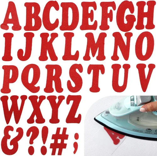 Miniatura 9 de Outus Juego de 279 piezas de letras de terciopelo para planchar de 5 cm en alfabeto A-Z para calcetines de Navidad, adornos para gorras de graduación