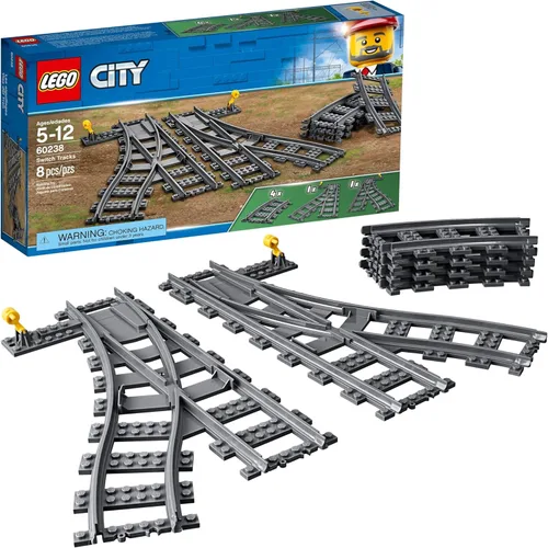 LEGO City Trenes Switch Tracks 60238 - Juego de juguetes de construcción para niños, niñas y niños a partir de 5 años (8 piezas)
