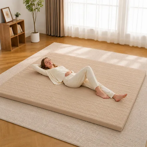 Miniatura 17 de Mollydot Colchón japonés de suelo tamaño individual, colchón futón con funda lavable de algodón, tapete enrollable de tatami de 2.5 pulgadas