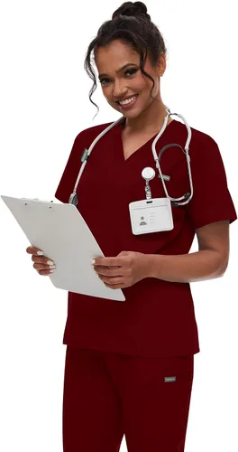 Miniatura 6 de niaahinn Conjunto de uniforme médico para mujer con cuello en V clásico y pantalones deportivos de yoga, uniforme médico de enfermería