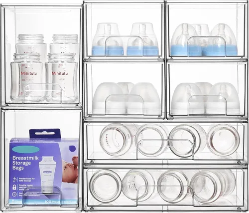 Miniatura 11 de Vtopmart Juego de 3 cajones de almacenamiento apilables, organizadores de plástico transparente para maquillaje, cosméticos, suministros de belleza