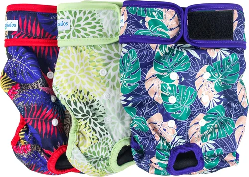 Leekalos Pañales reutilizables lavables para perras (3 unidades) – Pañales para perras altamente absorbentes – Pañales para cachorros de tamaño