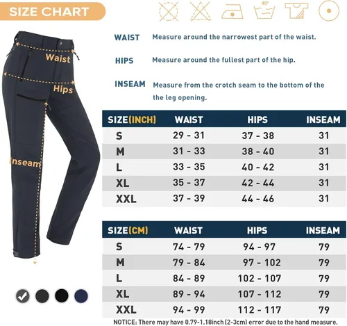 Miniatura 6 de Hiauspor Women's Hiking Pants Waterproof Snow Ski Winter Pants Fleece Lined Outdoor Softshell Insulated Snowboarding Pants