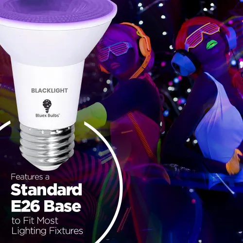 Miniatura 4 de Bluex Bombillas 4 unidades PAR20 LED de luz negra, 10 W (equivalente a 100 W) E26, nivel de foco de luz negra 385-400 nm, para pintura corporal
