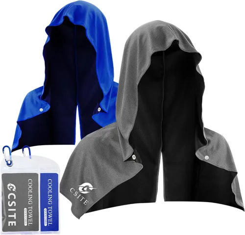 Miniatura 9 de CSITE Toallas refrescantes con capucha, toallas de enfriamiento instantáneo para cuello y cara, protección solar UPF 50, toalla de hielo para climas