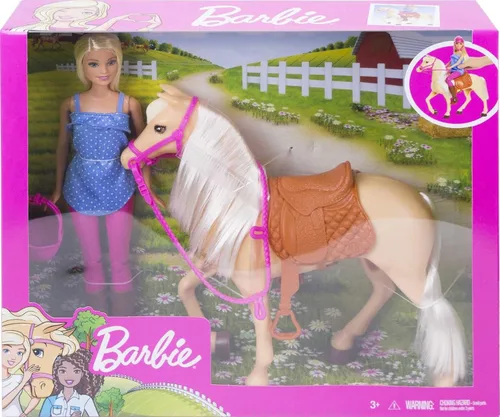 Miniatura 6 de Barbie Playset con muñeca rubia de moda en atuendo de montar y caballo castaño claro con silla, brida y riendas (exclusivo de Amazon)