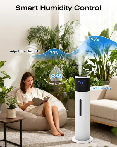 Miniatura 5 de Humidificador de 13L para habitación grande, tiempo de funcionamiento de 100 horas, 28 dB, silencioso, humidificadores de aire de niebla fría