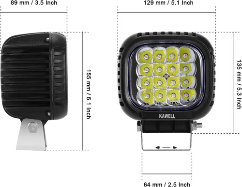 Miniatura 7 de Kawell Luz de conducción LED de 48 W, luz antiniebla adicional de 6000 K, focos LED IP67, luz de trabajo LED impermeable para motocicleta