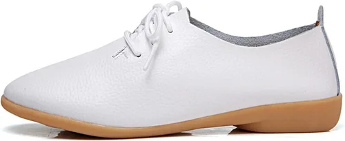 Miniatura 6 de Zapatos deportivos de moda para mujer, zapatos casuales de cuero con cordones, puntera puntiaguda, tacón bajo, mocasines ligeros, cómodos