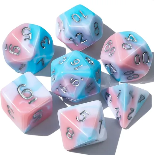 Miniatura 20 de CiaraQ DND Juego de Dados Poliédricos para Dungeons and Dragons RPG MTG Juegos de Mesa de Rol - con 1 Bolsa de Dados (Aguamarina + Brillantina)