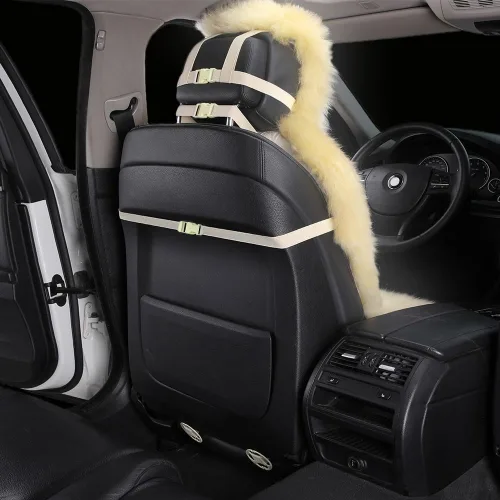Miniatura 2 de Fundas de asiento de piel de oveja auténtica auténtica para autos, SUV, camiones, camionetas, RV, asientos delanteros de piel de oveja, fundas