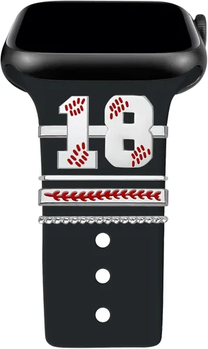 Miniatura 22 de Dijes de reloj de béisbol con números para niños de 00 a 30 atletas de números decorativos compatibles con accesorios de Apple Watch de 1.772 in