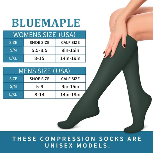 Miniatura 7 de Bluemaple Paquete de 4 calcetines de compresión para mujeres y hombres, el mejor apoyo para médicos, correr, enfermería, atletismo