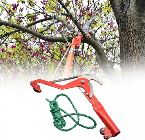 Miniatura 5 de Herramienta de corte de ramas de árbol con cuerda para poda elevada, color rojo