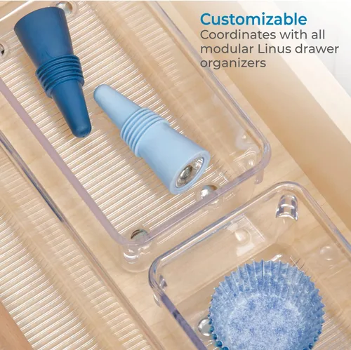 Miniatura 3 de iDesign - Organizador de cajones de plástico para cajones de cocina, baño y escritorio, juego de 2, transparente