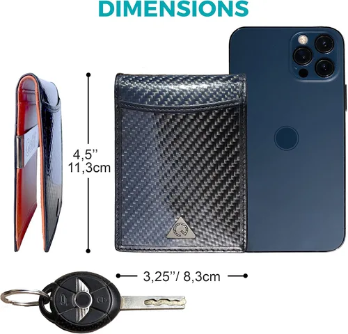 Miniatura 2 de Gotti Carteras para hombre, bloqueo RFID plegable, NegroGris, Naranja, Clip para dinero Sin compartimento para efectivo