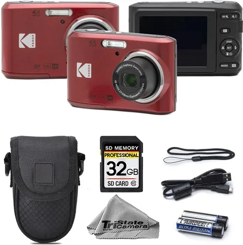 Kodak PIXPRO FZ45 - Cámara digital, punto y disparo compacto de 16 MP, zoom óptico 4X, lente gran angular de 1.063 in, video Full HD 1080P, rojo +