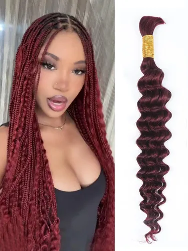 Miniatura 10 de RESACA 1 paquete de 14 pulgadas, 1 paquete de 14 pulgadas, cabello humano virgen brasileño rizado 10A para trenzar, sin trama, 10A, para trenzas #27