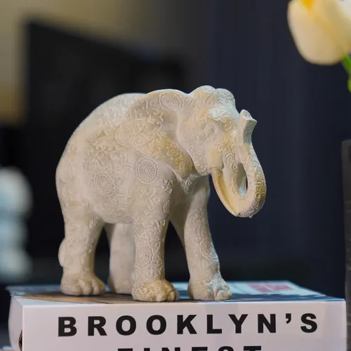 Miniatura 8 de Guichifun Estatuas de Elefante Decorativas Figuras Coleccionables - Decoración de Elefante Bohemio de Resina Crema Hecho a Mano Trae Buena Suerte