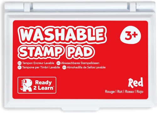 READY 2 LEARN Almohadilla de sello lavable para niños, color rojo, almohadilla de tinta no tóxica para sellos, resistente a la decoloración, para