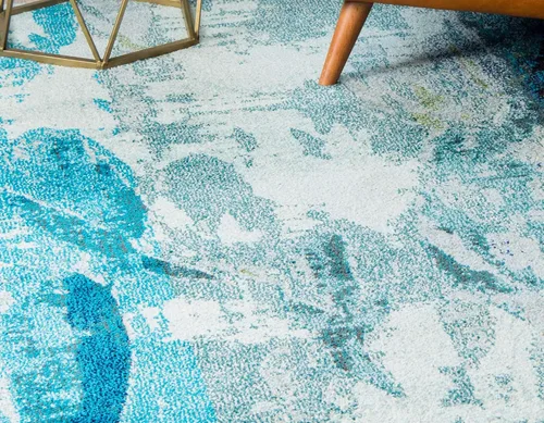 Miniatura 5 de Alfombra moderna Positano de estilo costero de Loom, Polipropileno, Azul claro