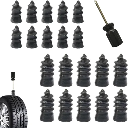 50 clavos de reparación de neumáticos, tapones de tornillo de goma en espiral autorroscantes, herramienta de reparación rápida de pinchazos para