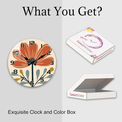 Miniatura 7 de Reloj de pared para el hogar, reloj de pared de madera de 10 pulgadas, funciona con pilas, reloj de pared floral vintage para interiores, sala