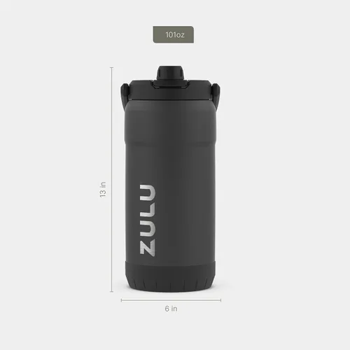 Miniatura 6 de ZULU Goals - Botella de agua de acero inoxidable con gran capacidad, aislada al vacío Jarra reutilizable con asa Tapa a prueba de fugas