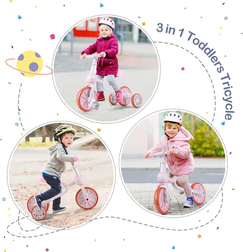 Miniatura 6 de XIAPIA Bicicleta 3 en 1 para Niños Pequeños de 2-4 Años Niña Niño, Triciclo para Niños con Asiento Ajustable, Pedal Desmontable y Ruedas de Azul