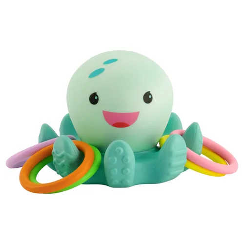 Infantino Atrapasador de anillos iluminados: pulpo iluminador con cinco anillos de lanzamiento para habilidades motoras finas y gruesas en bebés y