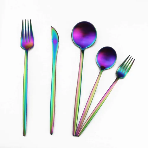 Miniatura 2 de Juego de cubiertos de acero inoxidable 18/10 de 20 piezas, vajilla de lujo para viajes, incluye cuchillo, tenedor, cuchara, servicio para 4, Arco