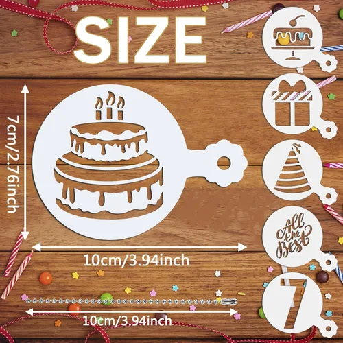 Miniatura 2 de JULBEAR Plantillas de galletas de cumpleaños, 36 piezas reutilizables para decoración de café, plantillas para galletas, hornear, pintura