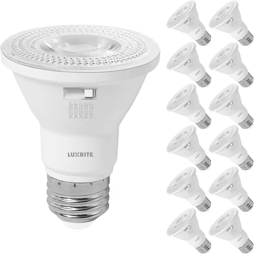 Miniatura 8 de LUXRITE Paquete de 4 bombillas LED PAR20, equivalente a 50 W, blanco suave de 3000 K, foco LED regulable, para interiores y exteriores, 7 W, 500