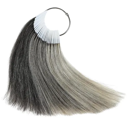 Miniatura 16 de Muestras de cabello para probar color, gris natural, cabello humano natural real, 30 hebras por paquete, 8 pulgadas