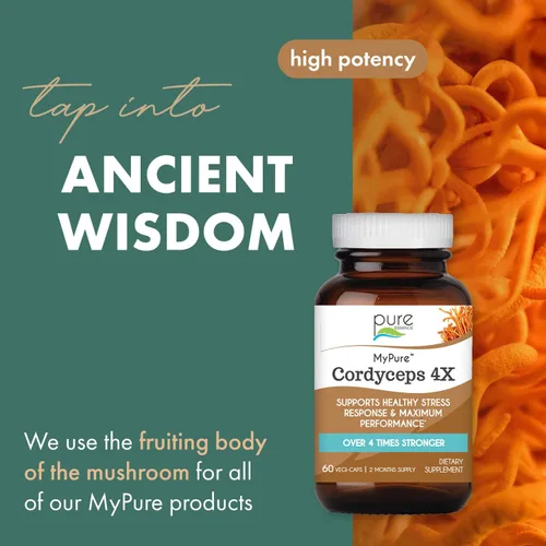 Miniatura 2 de PURE ESSENCE LABS MyPure Cordyceps 4X Champiñones - Suplementos concentrados en polvo de hongos Cordyceps para el sistema inmunológico, respuesta al