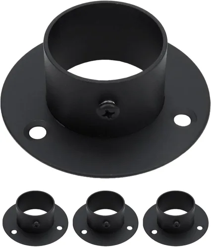Miniatura 9 de Antrader Soporte de Barra de Armario de Acero Inoxidable de Alta Resistencia, 4 Piezas Soporte de Brida de Barra de Armario Soporte de Brida de Negro