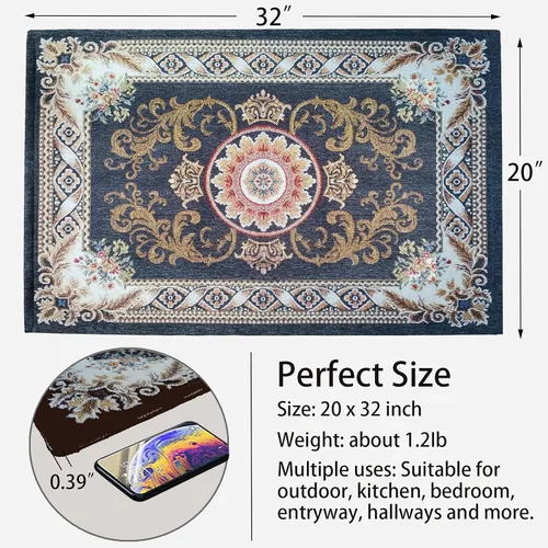 Miniatura 2 de Tapete interior para puerta delantera, 20 x 32 pulgadas, súper absorbente, duradero, antideslizante, atrapador de suciedad interior, lavable a Gris