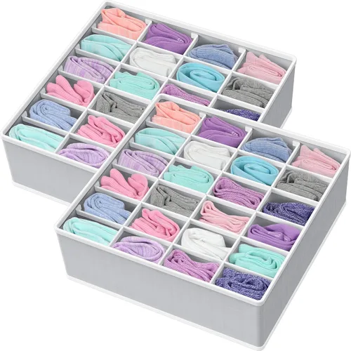 Miniatura 11 de Simple Houseware Organizador de Cajón de Calcetines para Cómoda/Armario/Dormitorio, Paquete de 3, Negro