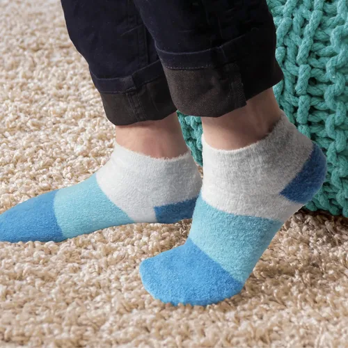 Miniatura 5 de BambooMN Calcetines de spa de nailon mullidos con infusión de aloe para mujer, talla 4-8, aguamarina, 3 pares