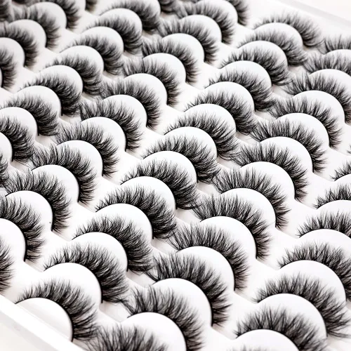 Miniatura 8 de Azenlo Pestañas postizas 48 pares, pestañas de visón sintético, pestañas tenues de 14 mm, pestañas de gato 3D esponjosas, paquete al por mayor