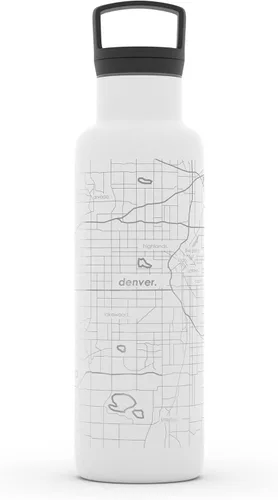 Miniatura 13 de Well Told Botella de agua aislada con mapa de Washington DC grabado, botella de acero inoxidable grabada (21 onzas, blanco) botella aislada de mapa