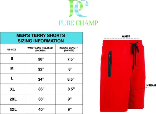 Miniatura 6 de PURE CHAMP Pantalones cortos de felpa francesa para hombre, paquete de 3 pantalones cortos de gimnasio para hombre, pantalones cortos