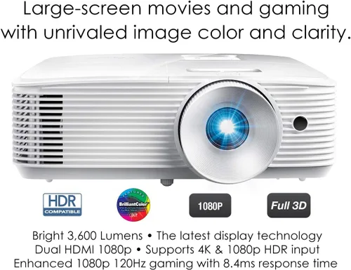 Miniatura 2 de Optoma Proyector de cine en casa HD28HDR 1080p para juegos y películas Soporte para entrada 4K Compatible con HDR Frecuencia de actualización